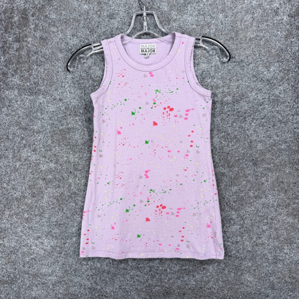 Major Label Group Girls Size 6/7 Purple Paint Splatter Sleeveless Tank Dress